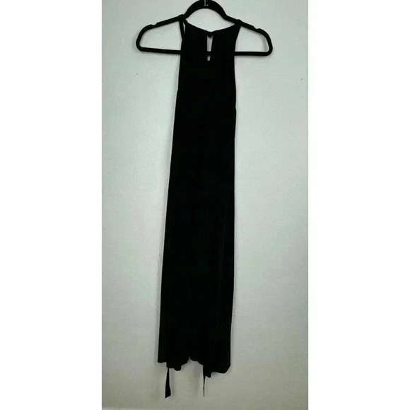 Eileen Fisher Halter Maxi Dress Womens Size Large Black Easy Care Front Cutout - Picture 3 of 7